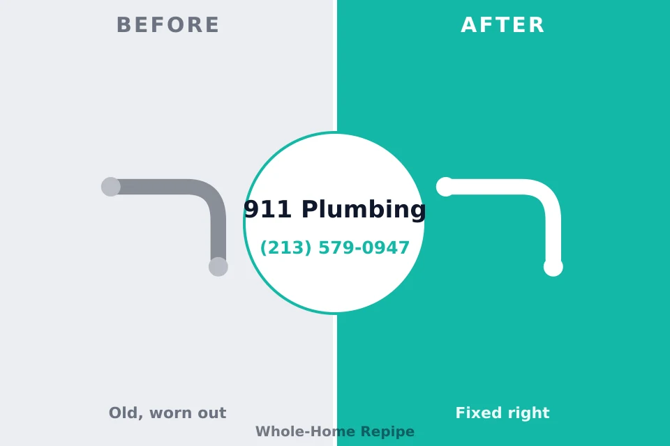 Before and after: plumbing repair Newtown, PA